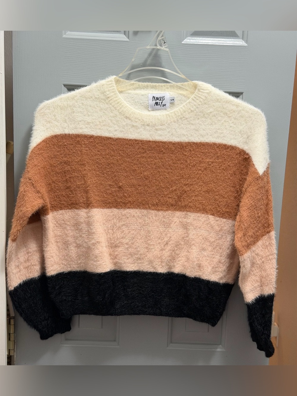 Princess Polly Colorblock Cozy Black/Pink/Brown/White Pullover Sweater Size S/M